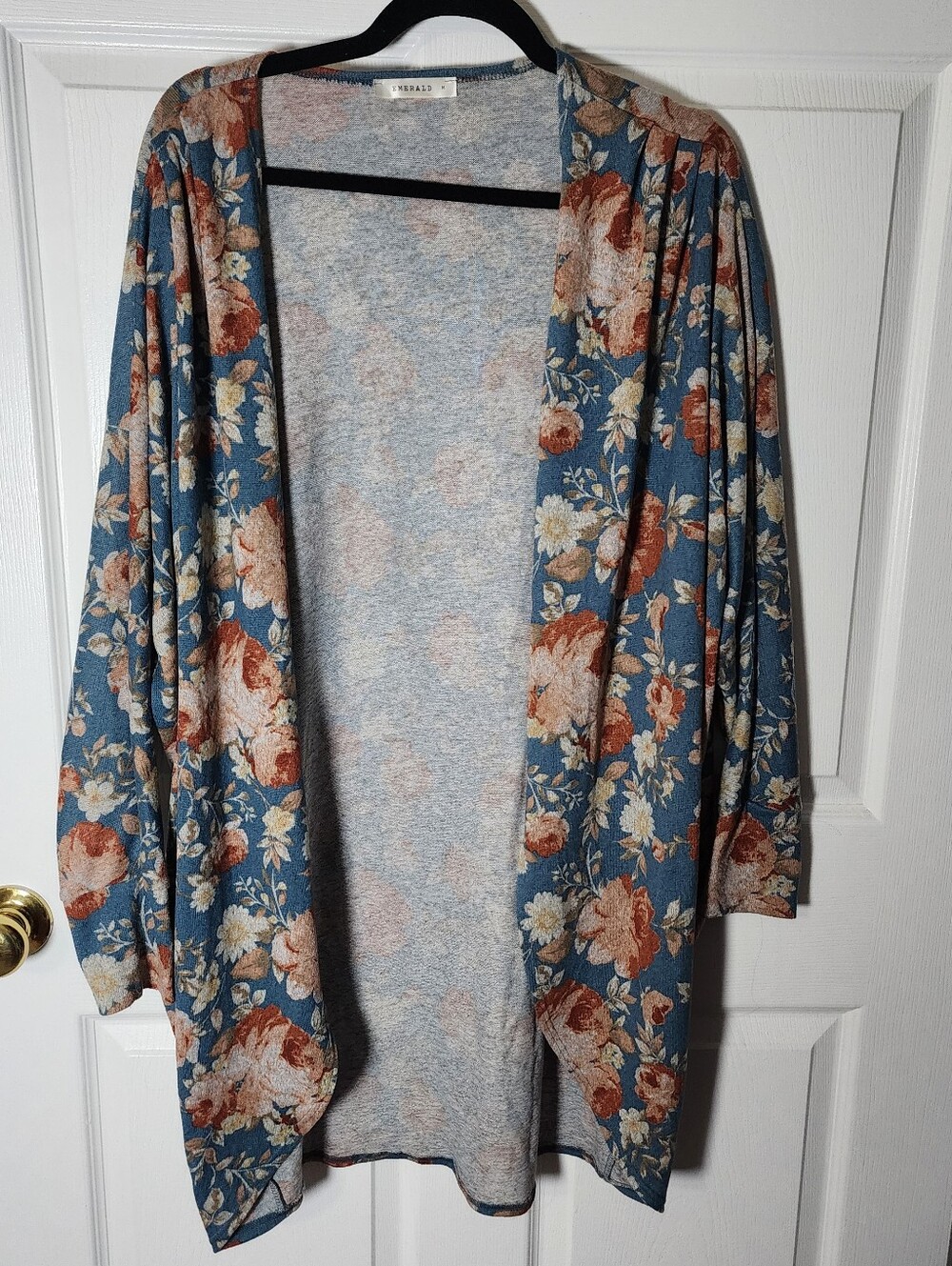 Emerald Womens Floral Oversized Boho Style Cardigan Size Medium